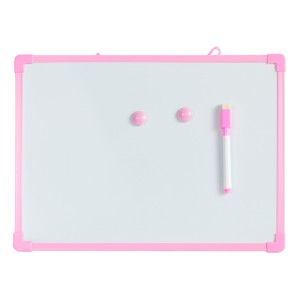 QUADRO BRANCO LOUSA MAGNETICA 35 X 25 CM COM 01 CANETA E 02 IMAS BORDA ROSA
