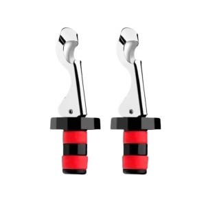 CONJUNTO COM 2 TAMPAS AÇO INOX PARA VINHO 10X3CM WOLFF - 27722