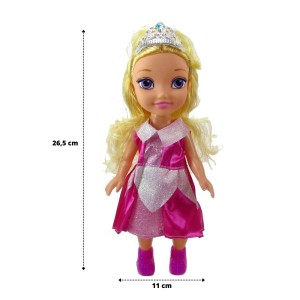 BONECA DE PLÁSTICO 26,5CM COM VESTIDO PINK - JB671-2