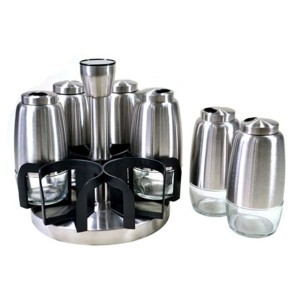 PORTA CONDIMENTOS TEMPERO LUXO COM VISOR E BASE GIRATORIA 7 PEÇAS