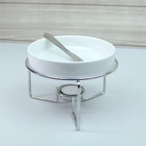 CONJUNTO 3 PCS RECHAUD QUEIJO BRIE COM FACA AÇO INOX E BASE NIQUELADA WOLFF - 26373