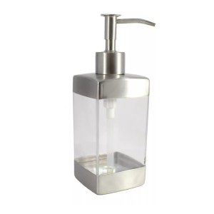 PORTA SABONETE LÍQUIDO EM INOX E ACRILICO 300 ML - 5814