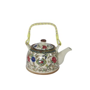 BULE CHALEIRA COM INFUSOR CERÂMICA ESTILO ORIENTAL BANCHA FLORAL