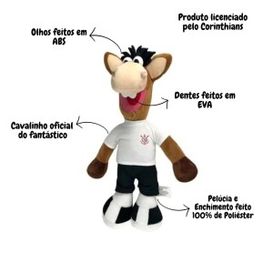 CAVALINHO PELUCIA CORINTHIANS OFICIAL 40CM  - SC-CP
