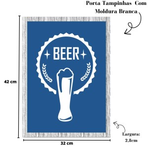 PORTA TAMPINHAS BEER FUNDO AZUL MOLD BRANCA 32X42