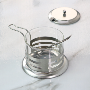 ACUCAREIRO VIDRO E INOX COM COLHER - 200 ML - NS1369-A