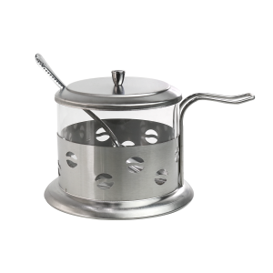 AÇUCAREIRO VIDRO E INOX COM COLHER - 200 ML - NS1369-B