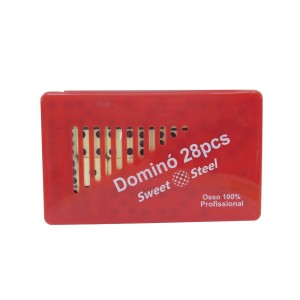DOMINO PROFISSIONAL 28 PEÇAS 100% OSSO - 10MM CAIXA PLASTICA VERMELHA - 2873-VM