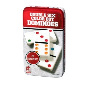 JOGO DE DOMINÓ DE PLÁSTICO NA LATA DE METAL COM 28 PÇS - 602214-VM