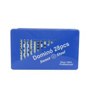 DOMINO PROFISSIONAL 28 PEÇAS 100% OSSO - 10MM CAIXA PLASTICA AZUL - 2873-AZ