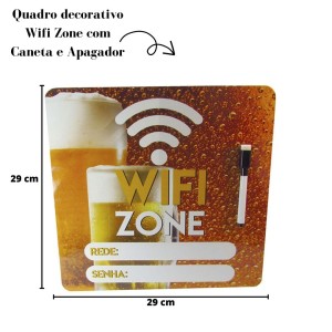 PLACA ESTAMPADA DE METAL 29X29CM - WIFI ZONE - WF28