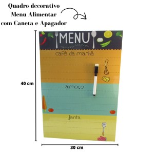 PLACA ESTAMPADA DE METAL 30X40CM - MENU ALIMENTAR - L06