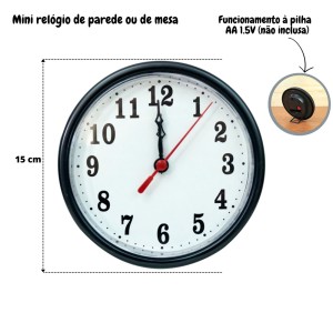 RELÓGIO DE MESA OU PAREDE DE POLIESTIRENO 15CM - 401-B