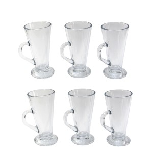 JOGO DE TAÇA XICARA DE VIDRO PARA CAPPUCCINO COM 06 PEÇAS  200 ML 14,8 CM  - BM9103-A