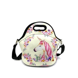 SACOLA TERMICA LANCHEIRA INFANTO-JUVENIL NEOPRENE UNICORNIO CREME - HB80806-06