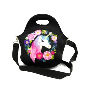SACOLA TERMICA LANCHEIRA INFANTO-JUVENIL NEOPRENE UNICORNIO PRETA - HB80806-07