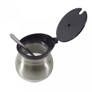 AÇUCAREIRO DE VIDRO REVESTIDO EM AÇO INOX COM COLHER 9 CM - MG2831