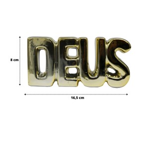 ENFEITE DECORATIVO COM PALAVRA DEUS DE CERAMICA- MG5178-DOU
