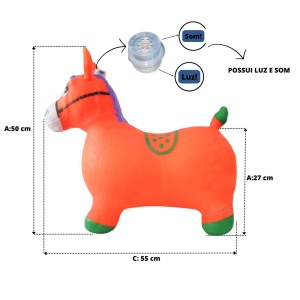 CAVALINHO UPA UPA DE BORRACHA COM SOM E LUZ 55X25X60 CM - MB87050-LJ