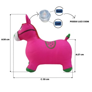 CAVALINHO UPA UPA DE BORRACHA COM SOM E LUZ 55X25X60 CM - MB87050-RS