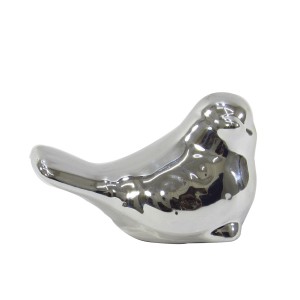 PÁSSARO PARA DECORAÇÃO EM PORCELANA 8X5X4,5CM PRATA