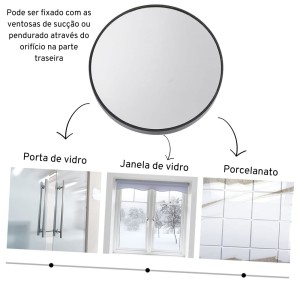 ESPELHO DE AUMENTO 5 VEZES COM VENTOSA DE PLÁSTICO 14CM - ESP5X14