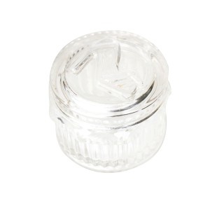 PORTA JOIAS REDONDO DE VIDRO COM TAMPA EM DETALHES 7X6CM - PJVD02