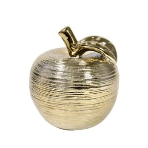 ENFEITE DECORATIVO DE CERAMICA MAÇÃ DOURADA 39 X 12 CM