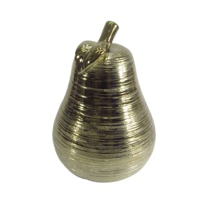 ENFEITE DECORATIVO DE CERAMICA PERA DOURADA 13 X 16,5 CM