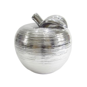 ENFEITE DECORATIVO DE CERAMICA MAÇÃ PRATA 39 X 12 CM