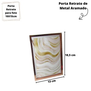 PORTA RETRATO DE METAL ARAMADO 10X15 - 4525-GR