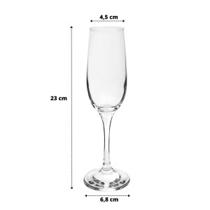 JOGO DE 6 TAÇAS PARA CHAMPANHE VIDRO SODO CALCICO 215ML - CA16120