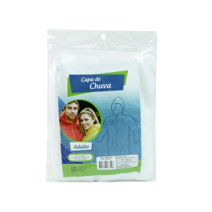 CAPA DE CHUVA DE EVA 116X68CM BRANCA COM CAPUZ ADULTO - IM46140