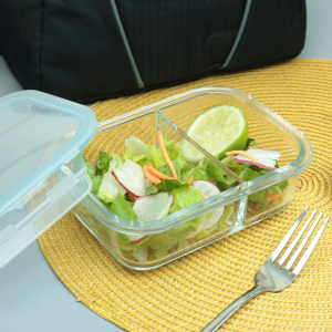 POTE COM DIVISORIA  EM VIDRO TAMPA EM PLASTICO 600 ML - CA12230-AZUL