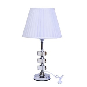 ABAJUR DE CRISTAL CUPULA DRAPEADA BRANCA DE TOQUE  BIVOLT 53,5CM REF 835