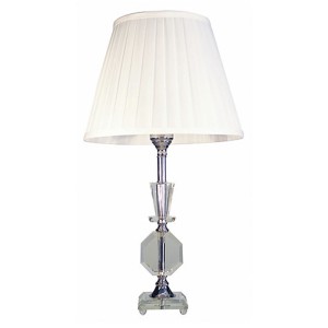 ABAJUR DE VIDRO E ZINCO CUPULA POLIESTER DRAPEADA BRANCA BIVOLT 55CM REF 696