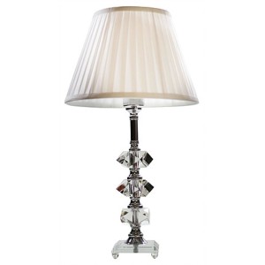 ABAJUR DE VIDRO E ZINCO CUPULA POLIESTER DRAPEADA BRANCA BIVOLT 50CM REF 606