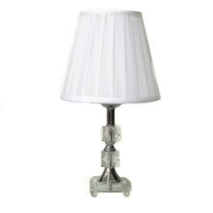 ABAJUR DE CRISTAL COM CUPULA DRAPEADA BRANCA BIVOLT 35 CM - REF 186