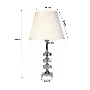 ABAJUR DE CRISTAL COM CUPULA DRAPEADA BRANCA BIVOLT 53 CM - 635