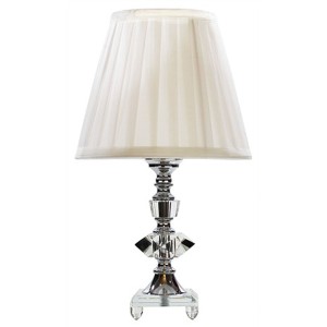 ABAJUR DE CRISTAL COM CUPULA DRAPEADA BRANCA BIVOLT 35 CM - REF 137