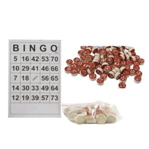 JOGO DE BINGO LOTO COM 74 PEDRAS EM MADEIRA E 40 CARTELAS