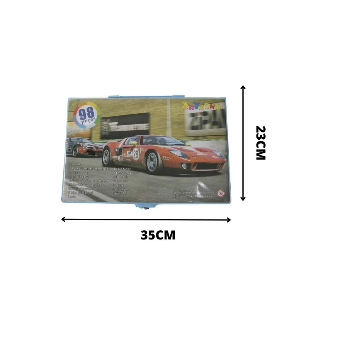 MALETA ESCOLAR DESENHO 98PÇS INMETRO CARRO DODGE MT98BOY-B