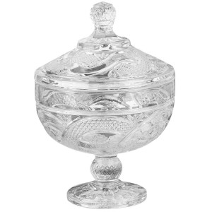 BOMBONIERE VERONA COM TAMPA EM VIDRO E PÉ EM VIDRO 14X21,5CM - VDA07035