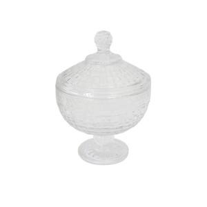 BOMBONIERE VERONA COM TAMPA EM VIDRO E PÉ EM VIDRO 14,5X21CM - VDA07038