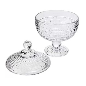 BOMBONIERE VERONA COM TAMPA EM VIDRO E PÉ EM VIDRO 14,5X21CM - VDA07038