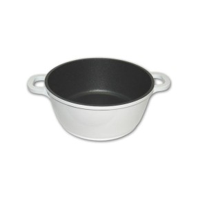 PANELA EM ALUMINIO FUNDIDO BRANCA COM TAMPA EM VIDRO 20 CM - CZ301120B