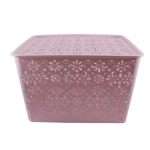 CESTO ORGANIZADOR COM TAMPA EM PLÁSTICO 35,5 X 29 X 22 CM ROSA - HD65314-RS