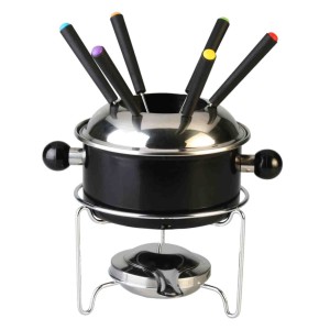 JOGO PARA FONDUE ESMALTADO 10 PEÇAS PRETO - CA12214