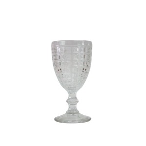 JOGO COM 06 PEÇAS DE TAÇA DE VIDRO 300ML COM DETALHES EM ALTO RELEVO - 4670