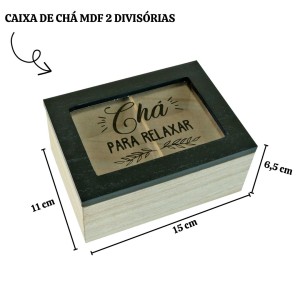 CAIXA DE CHÁ MDF 2 DIVISÓRIAS 6,5X11X15CM - CZ231024-A